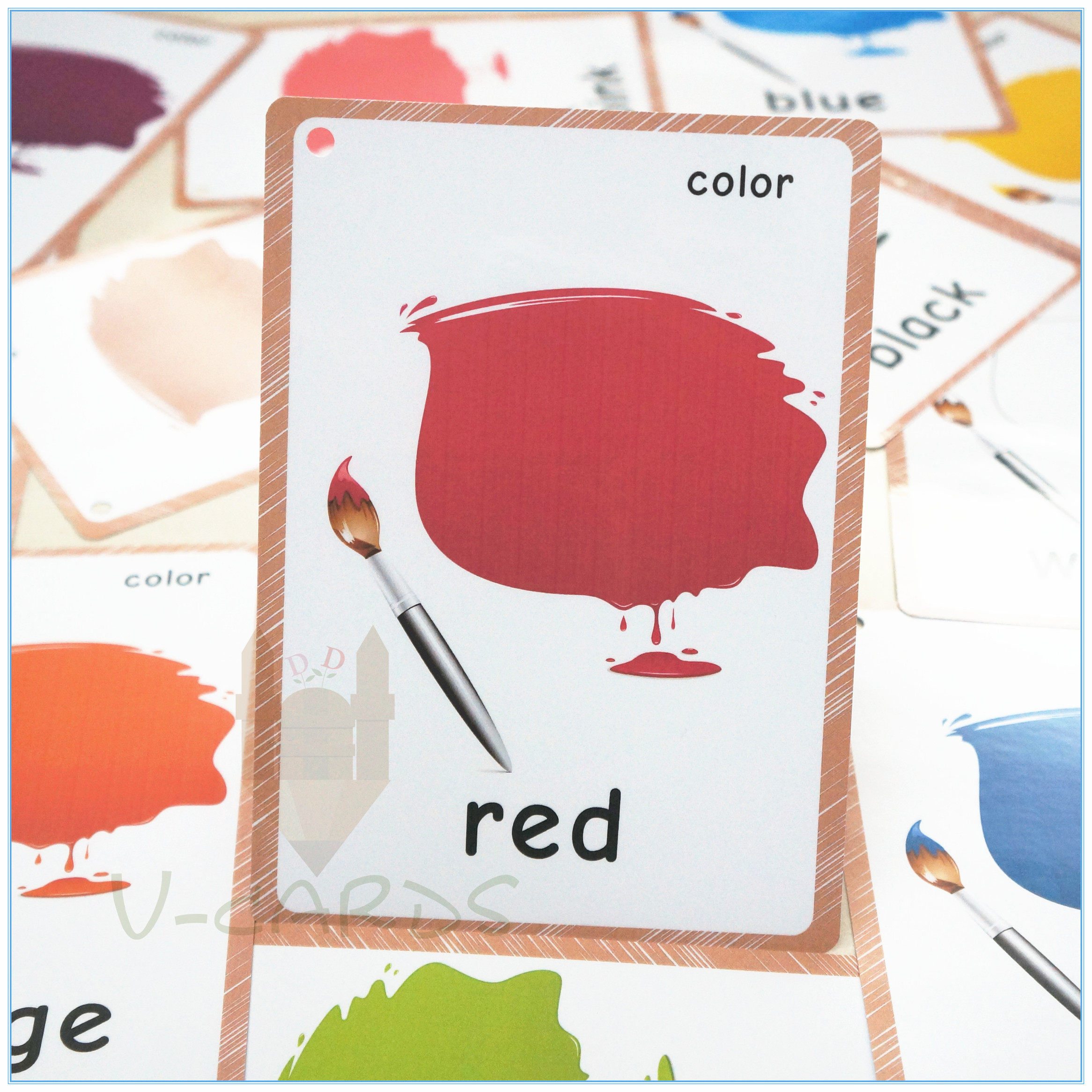 儿童英文闪卡片宝宝启蒙小学颜色color单词幼儿园早教具自然拼读