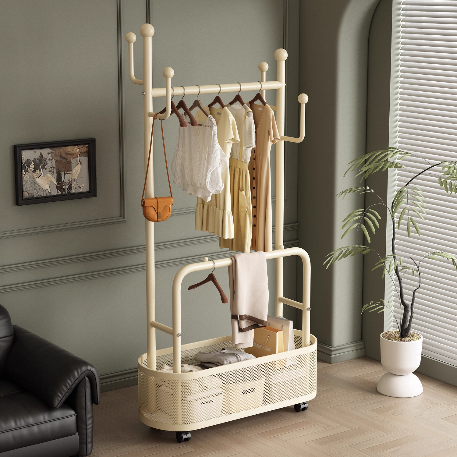 衣帽架可移动挂衣架双杆凉衣架