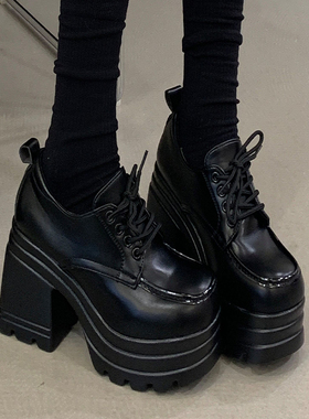 2026年春季英伦风厚底玛丽珍鞋女系带粗跟10CM超高跟增高百搭单鞋