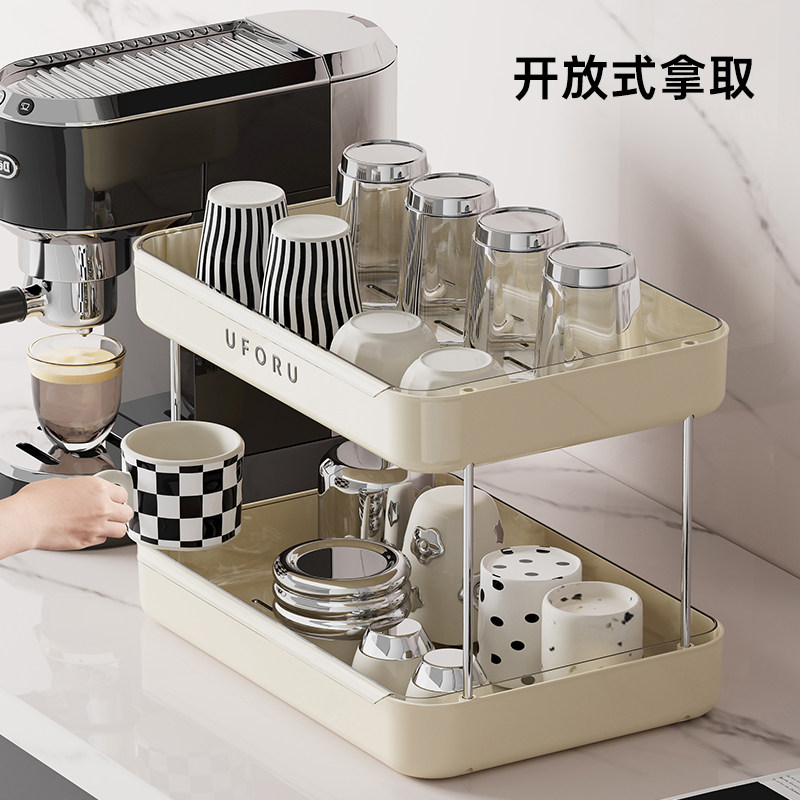 杯架杯子收纳置物架桌面放水杯收藏架餐桌托盘家用茶杯架双层沥水