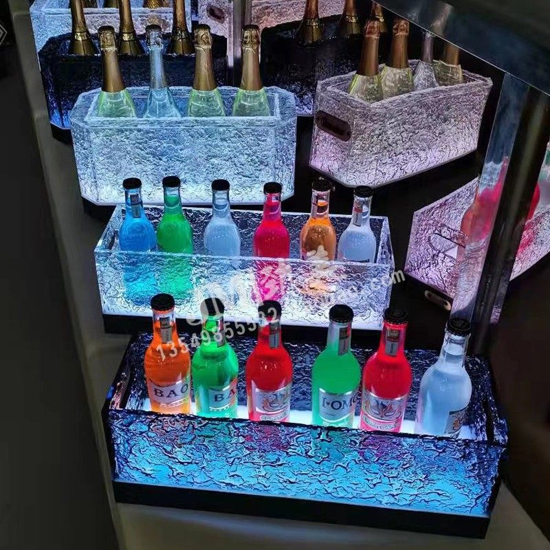 LED酒吧发光酒具冰桶冰桶亚克力24支冰岩香槟桶新款12支啤酒框