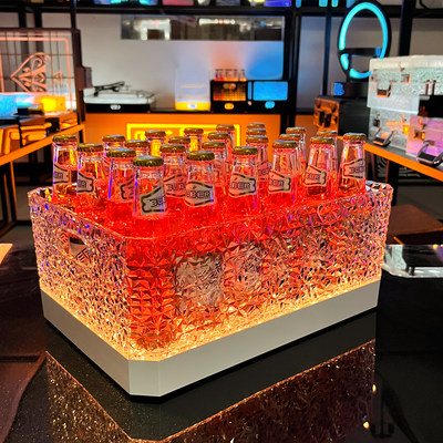 防摔发光啤酒筐创意钻石冰纹酒框