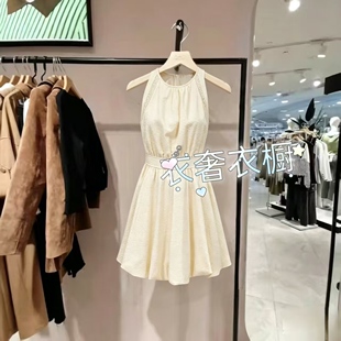 商场同款夏季优雅蓬蓬裙削肩立体花苞裙型连衣裙女126207022-FU