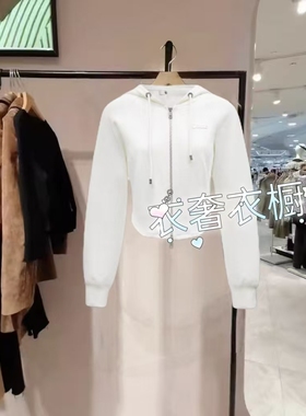 女装2025秋款时尚休闲宽松连帽短款针织卫衣外套女 12439R011-NW