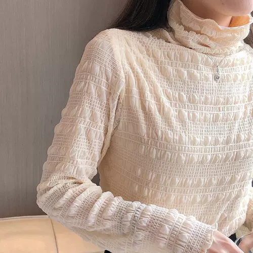 Демисезонный кружевной шелковый приятный телу сексуальный лонгслив, увеличенная толщина