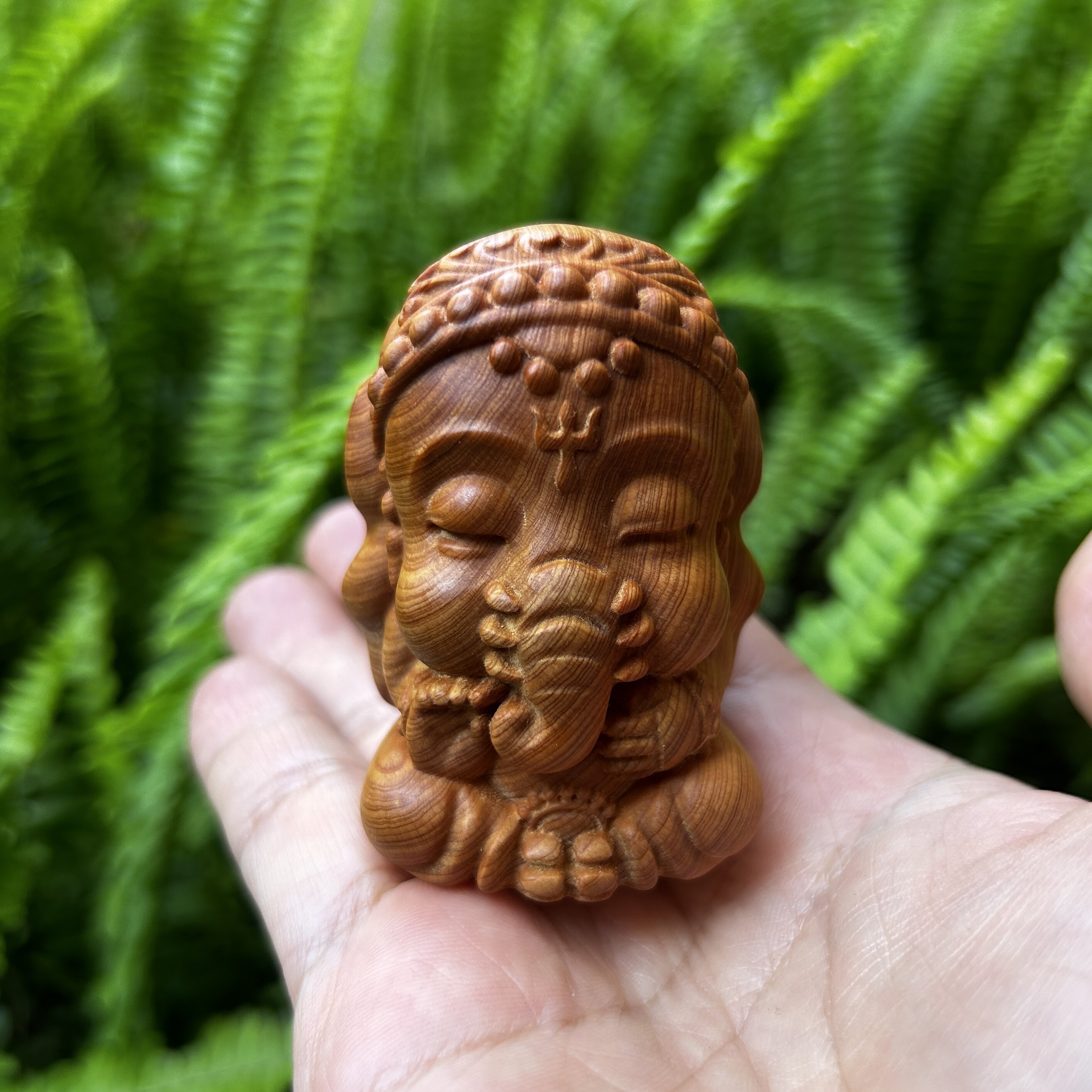 天然陈化料崖柏木雕刻象神宝宝可爱佛像手把件创意文玩桌面小摆件
