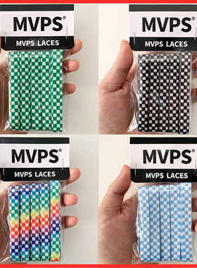 适用麦昆MCQ小白鞋鞋带扁宽专用棋盘格格子黑色粉色绿色板鞋鞋带