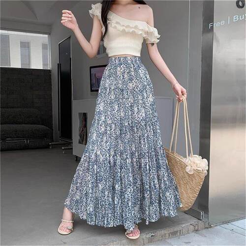 垂坠感雪纺蛋糕裙长裙女夏季2026新款气质感碎花半身裙a字裙