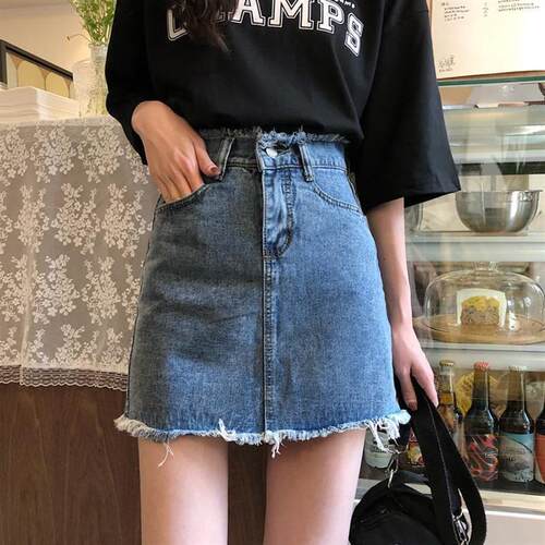 高腰A字裙夏季2026年新款裙子白色半身裙女夏显瘦百搭牛仔裙短裙