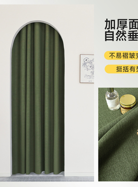 服装店试衣间门帘高端复古绿色小香风麻定制logo加厚隔断帘窗帘