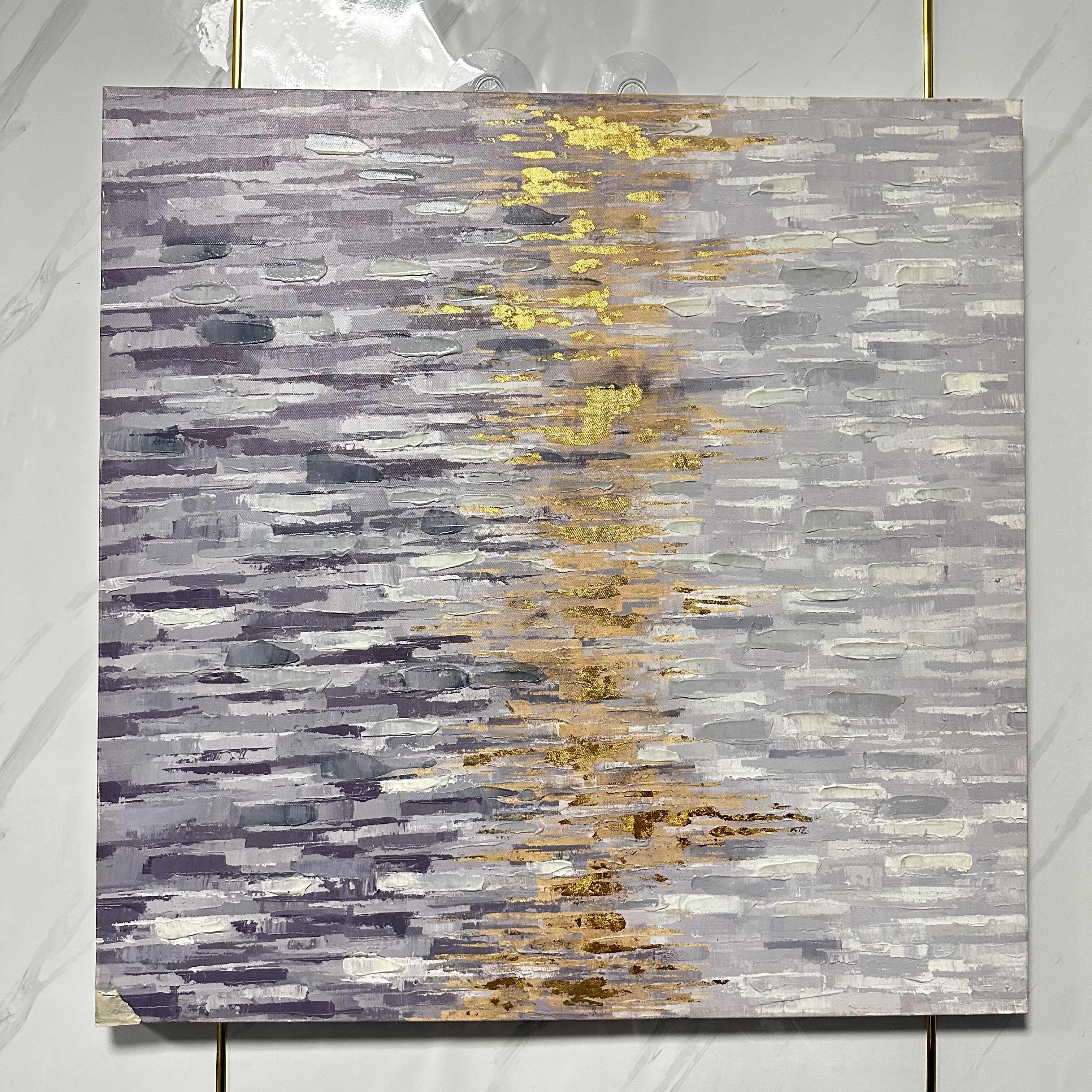 简约轻奢手绘金色抽象发财树油画客厅沙发背景装饰画卧室床头挂画图片