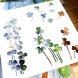 915 草型染型版 植物模板描画镂空刺绣手工制作工具日式 手绘三叶