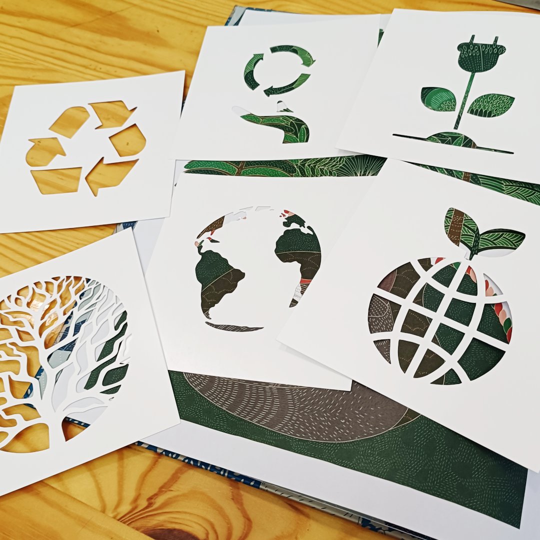 地球环保绿色能源主题镂空模板