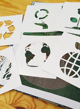 环保绿色地球遮蔽板小尺寸型版套装拓印能源文化创意防水镂空620