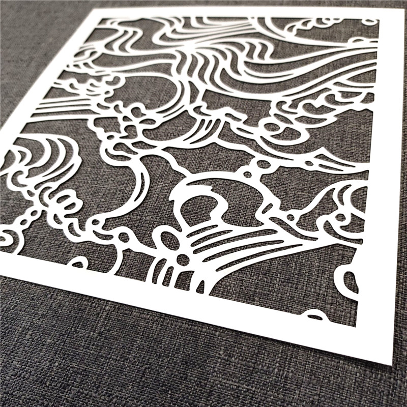 海浪波浪型版文化创意美术拓印喷雾遮蔽水纹泡泡镂空模板919
