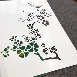 中式 墨梅香镂空模板拓印平涂创意美术涂鸦型染上色368