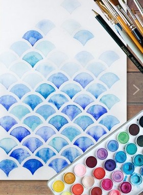 背景模板涂抹拓印遮蔽摩洛哥铜钱古典几何蜂巢美人鱼浪潮花纹196