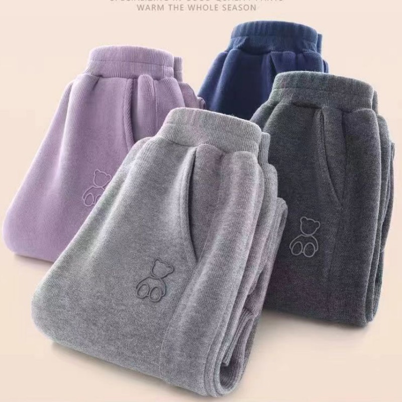 女童加绒裤子一体绒冬季新款外穿儿童运动裤男童长裤中大童卫裤潮