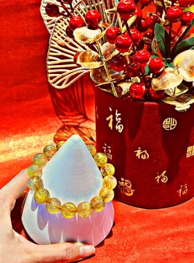 天然金发晶手链男女简约发晶手串饰品2024年新款生日礼物