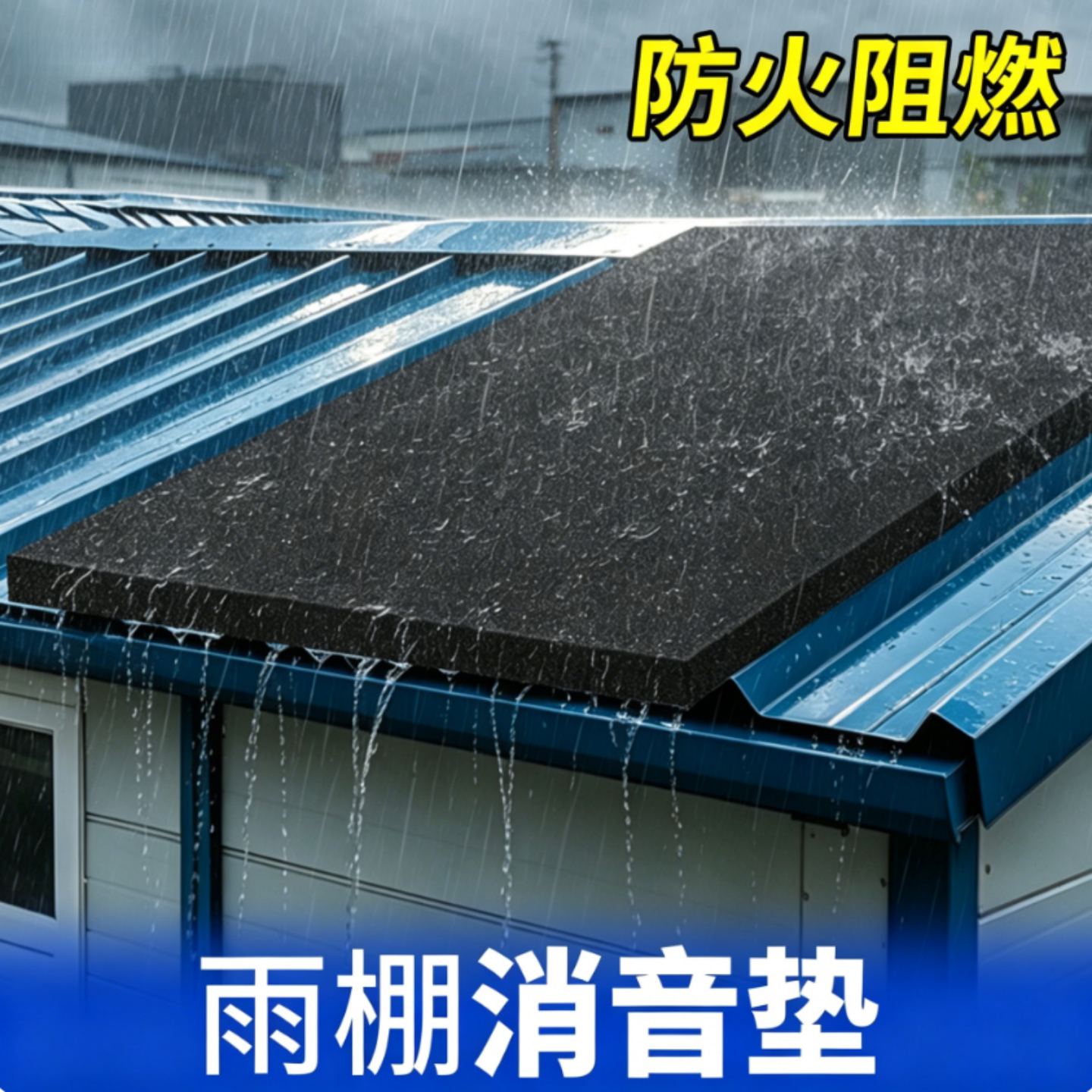 米乐奇铁皮雨棚消音垫自粘隔音棉图片