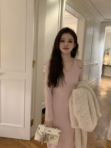豆豆早安 精致欧尼 羊毛针织连衣裙女秋冬小个子内搭打底裙长裙