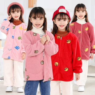 男女童罩衣泰迪绒时尚加绒外套羽绒服防脏护衣宝宝可爱洋气围兜冬