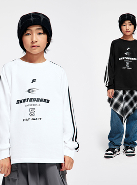 DK童装春季新款复古运动女男童圆领卫衣儿童青少年宽松休闲上衣潮