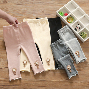 女童打底裤春秋薄款洋气宝宝百搭弹力裤子长裤婴幼儿外穿长裤开档