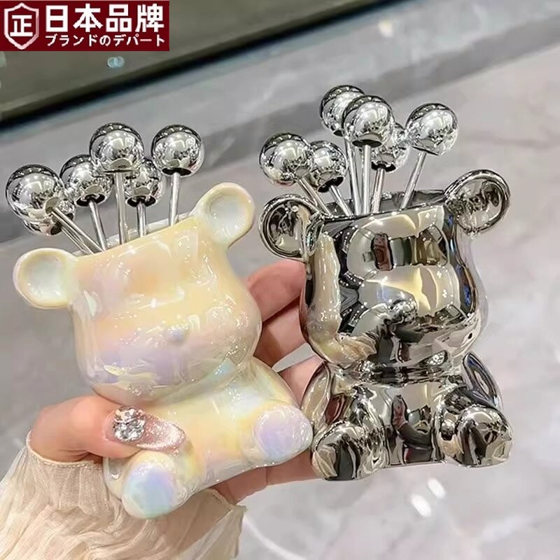 日本品质高颜值不锈钢水果叉儿童安全小叉子套装甜品水果签高级感