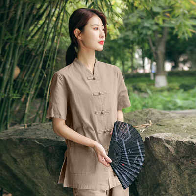 夏季半袖居士服女禅服套装中国风