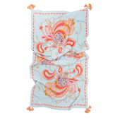 QSC原创空调防晒轻薄扶桑花腰果花豹纹蓝绿薄荷色披肩头巾丝巾