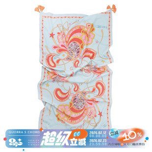 QSC原创空调防晒轻薄扶桑花腰果花豹纹蓝绿薄荷色披肩头巾丝巾