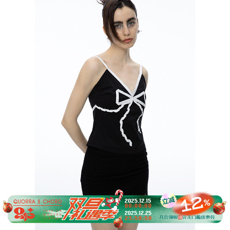 千禧辣妹黑色蝴蝶结吊带