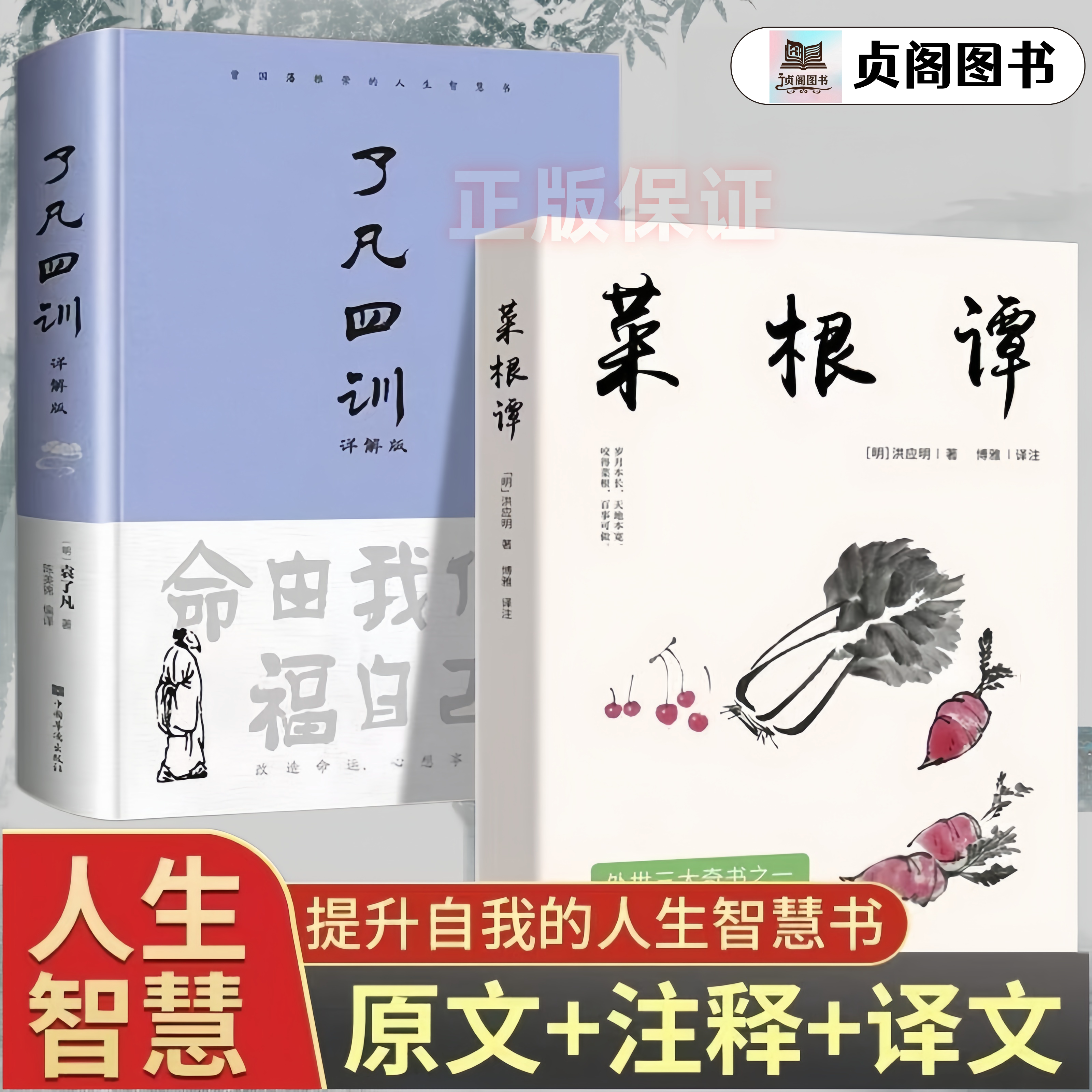了凡四训+菜根谭 白话文详解版正版原著无删减袁了凡讲记法师 自我修养修身国学哲学