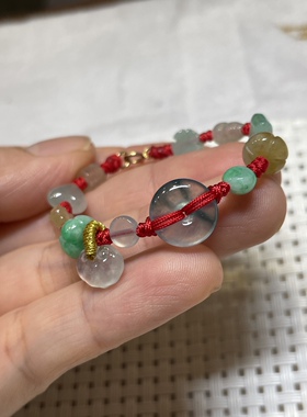 天然翡翠宝宝平安扣高端定制手链婴幼儿满月女士送礼纯手工编织