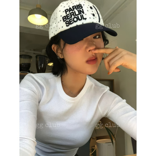 themuseumvisitor25春小众 立体字母刺绣笑脸波点星星休闲棒球帽