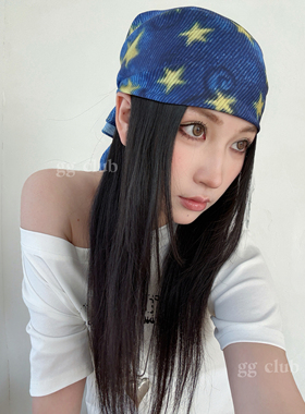 橘橘部落格 自制星星海洋y2k设计方巾头巾帽辣妹音乐节裹胸辣妹风