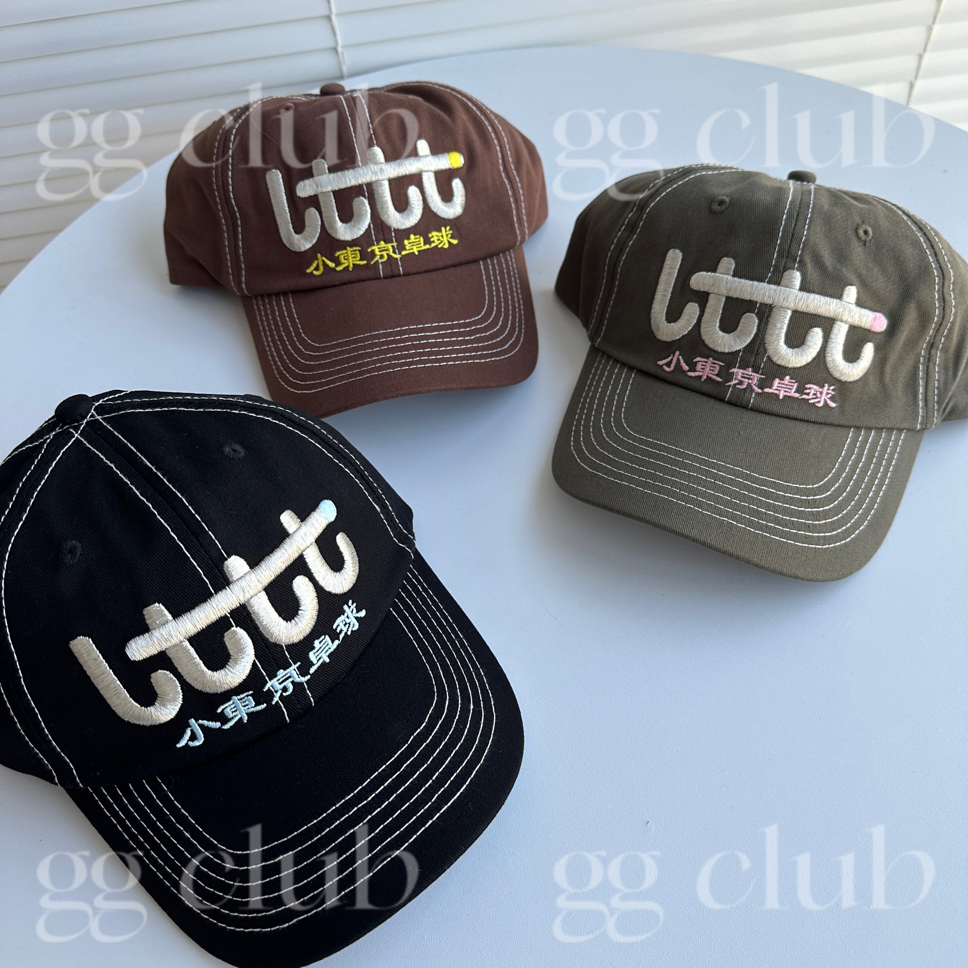 小东京刺绣棒球帽鸭舌帽明线车缝