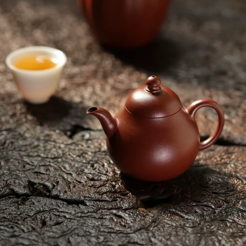 宜兴紫砂九瀚艺术库藏一级大红袍黑骨烧镜月高梨125cc独孔