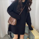 连衣裙冬季 黑色软糯毛衣中长款 打底针织裙子女春秋厚 冬装 2025新款