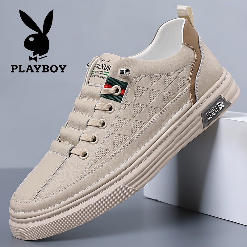 花花公子透气韩版休闲鞋真皮男鞋