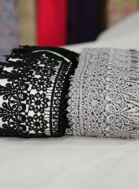 灰黑色水溶花边家居布艺辅料宽蕾丝边镂空刺绣花条码服装下摆鸡爪