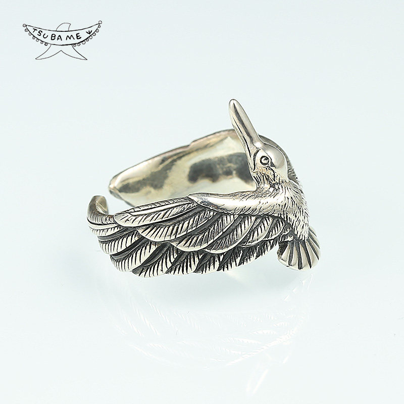 把火带到人间--TSUBAME蜂鸟戒指925银饰男女开口复古泰银个性戒指