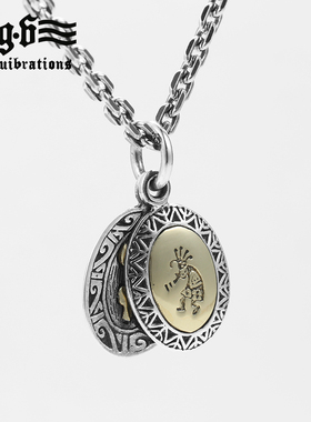 Good Vibrations潮品 印第安吹笛者纯银项链吊坠小银牌男女泰银潮