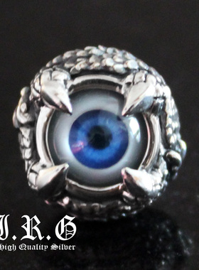 OV进口银饰 朋克兽爪眼睛眼球眼珠925银耳钉男士单个泰银日韩潮