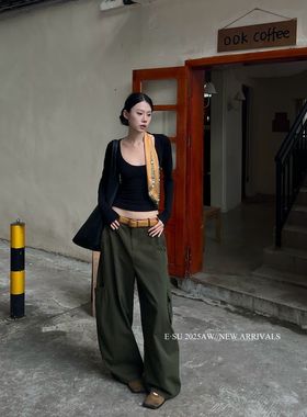 Esu 原创设计2025秋冬新款弯刀裤女 洗水微茧型工装裤 休闲长裤