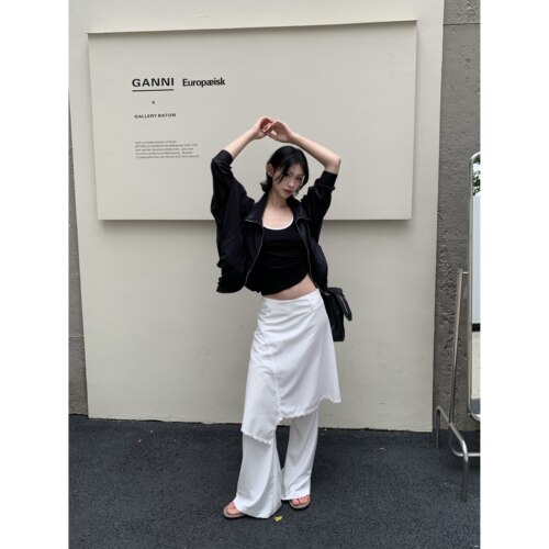 新款微喇长裤女休闲裤搭半裙气质