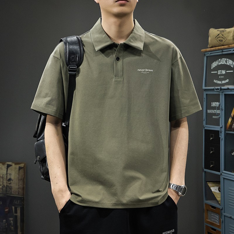 美式休闲短袖polo衫男夏季薄款凉感翻领t恤2025新款宽松大码体恤