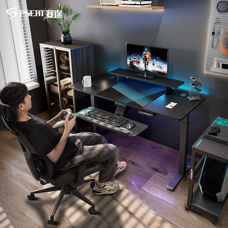 赛途手摇升降桌电脑桌台式学生书桌办公桌家用儿童学习桌电竞桌子