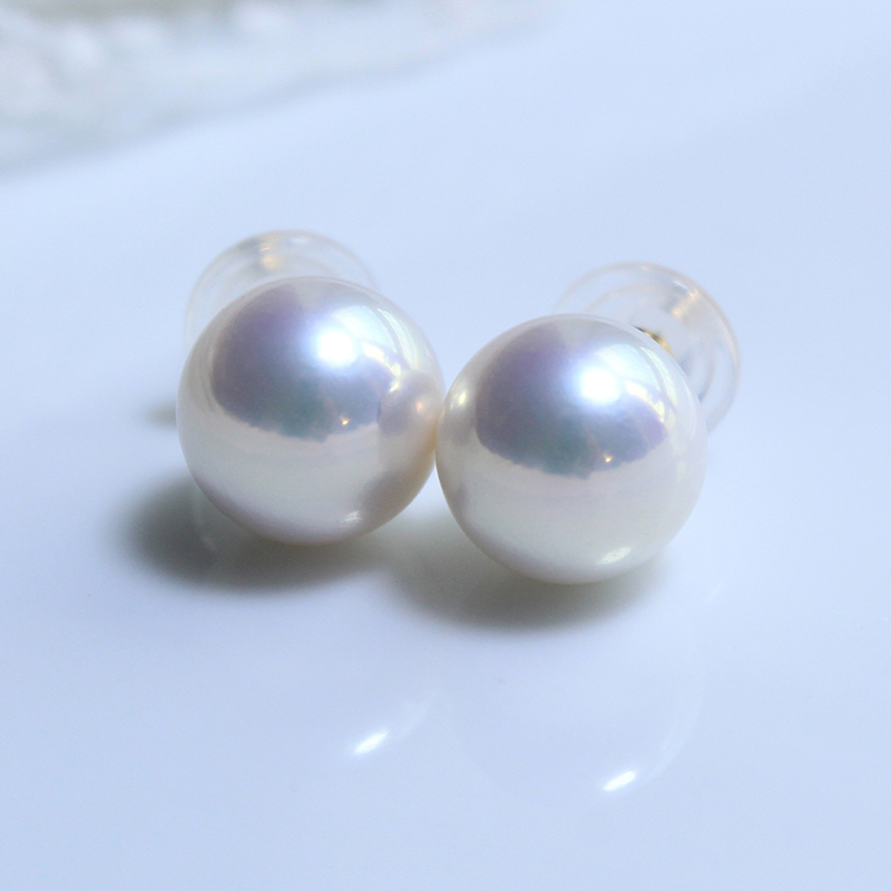 爱迪生珍珠耳钉18K金S925银正圆